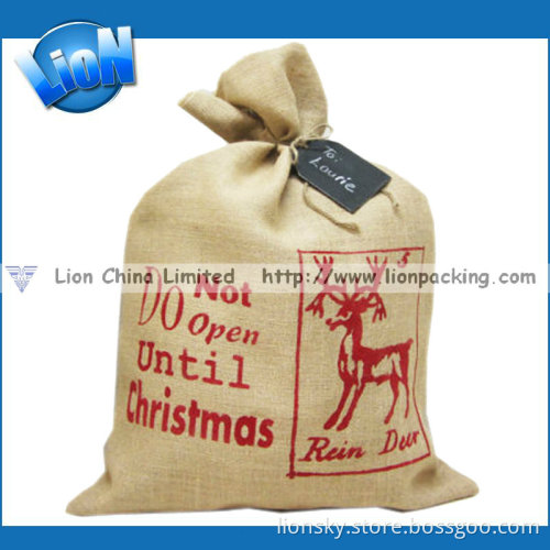 Santa Logo Burlap Bag for Christmas Day